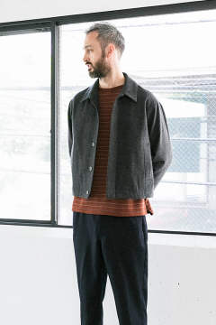 Still By Hand ラスト1点 19aw ショート丈メルトンシンサレートブルゾン Charcoal Salty